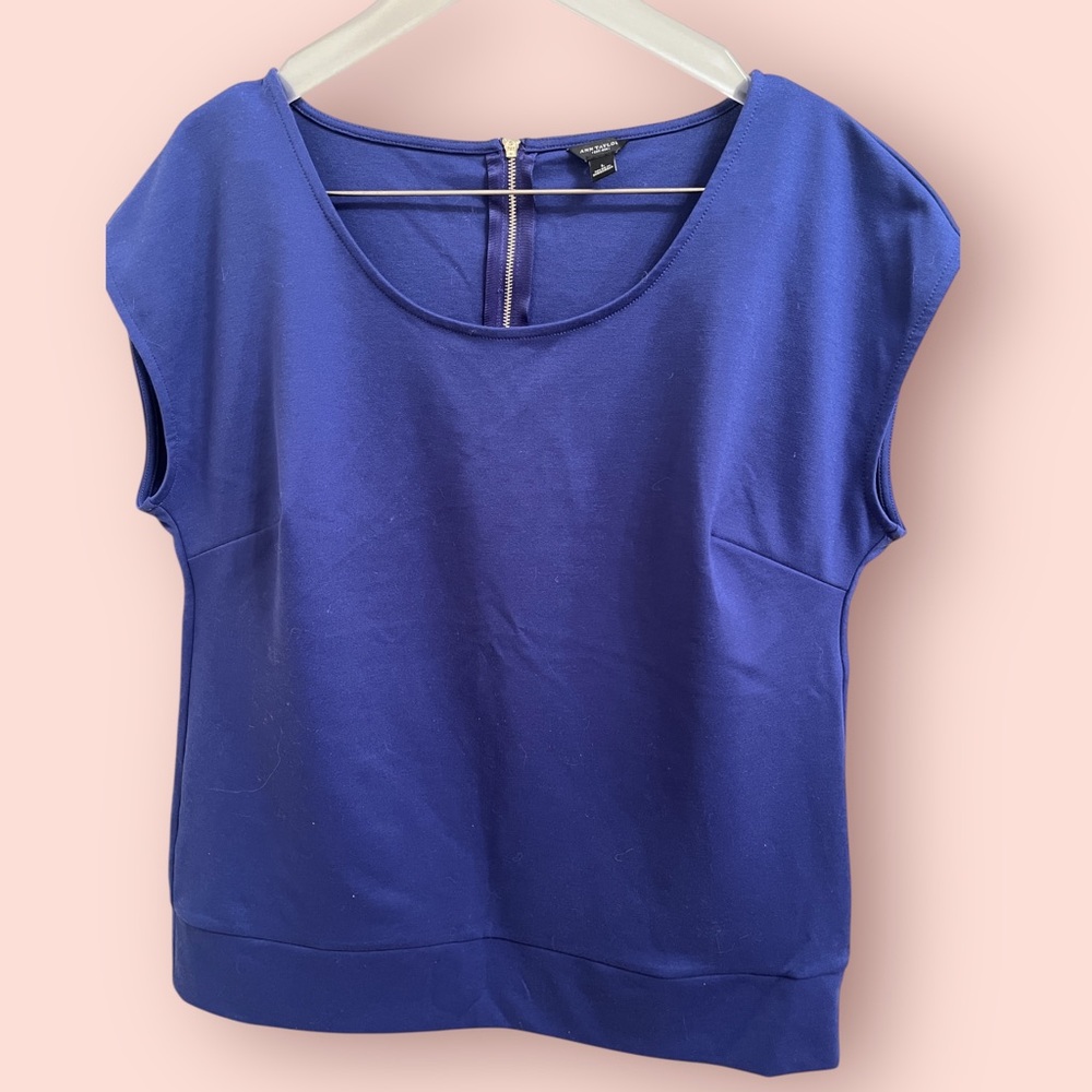 Ann Taylor Blue Boxy Blouse with Short Sleeves